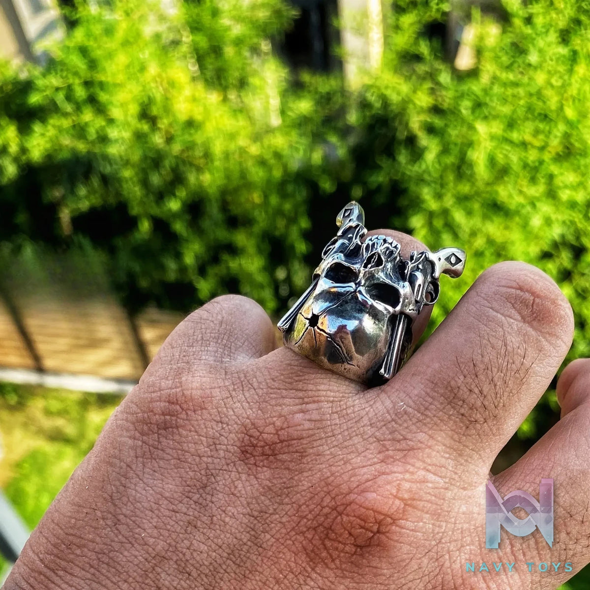 Raven Studio (silver jewelry) – Original Exclusive “Duel” Double Gun Skull Ring Original