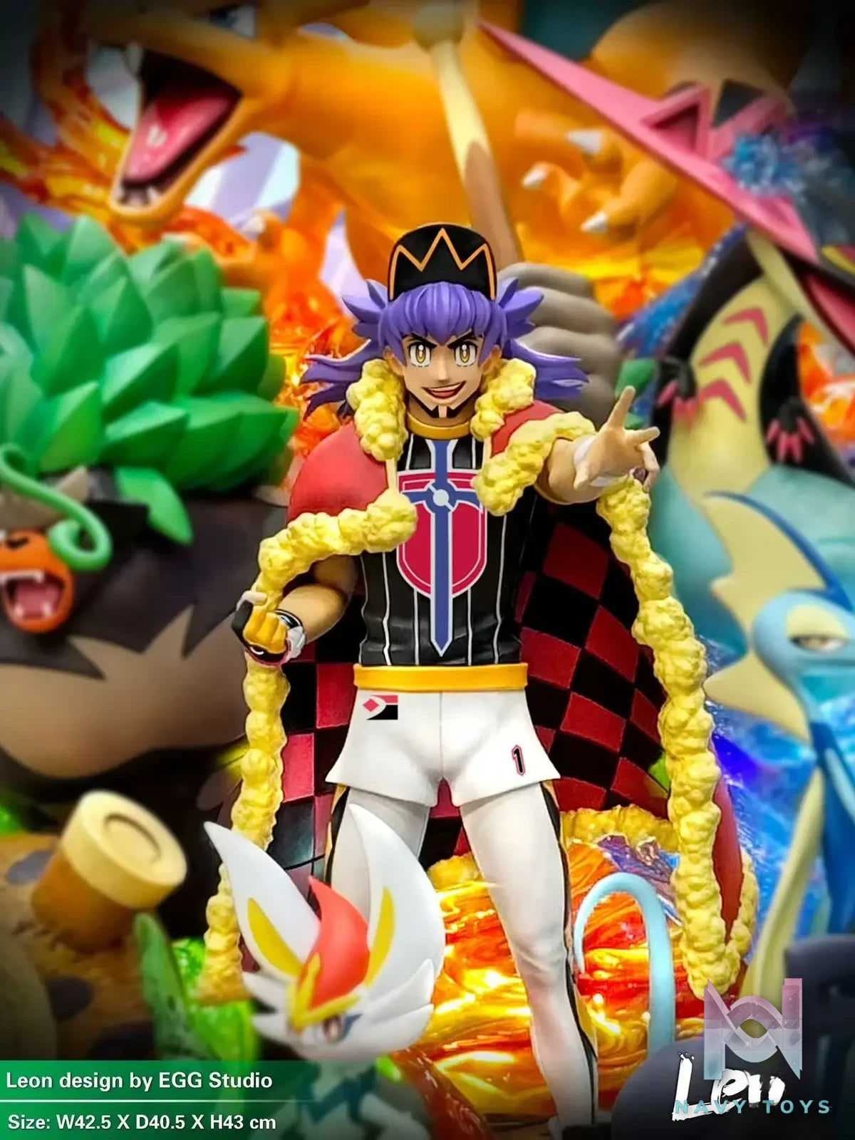 EGG Studio - Pokémon Galar Region Pokémon Champion Leon resin statue Navy Toys anime figure