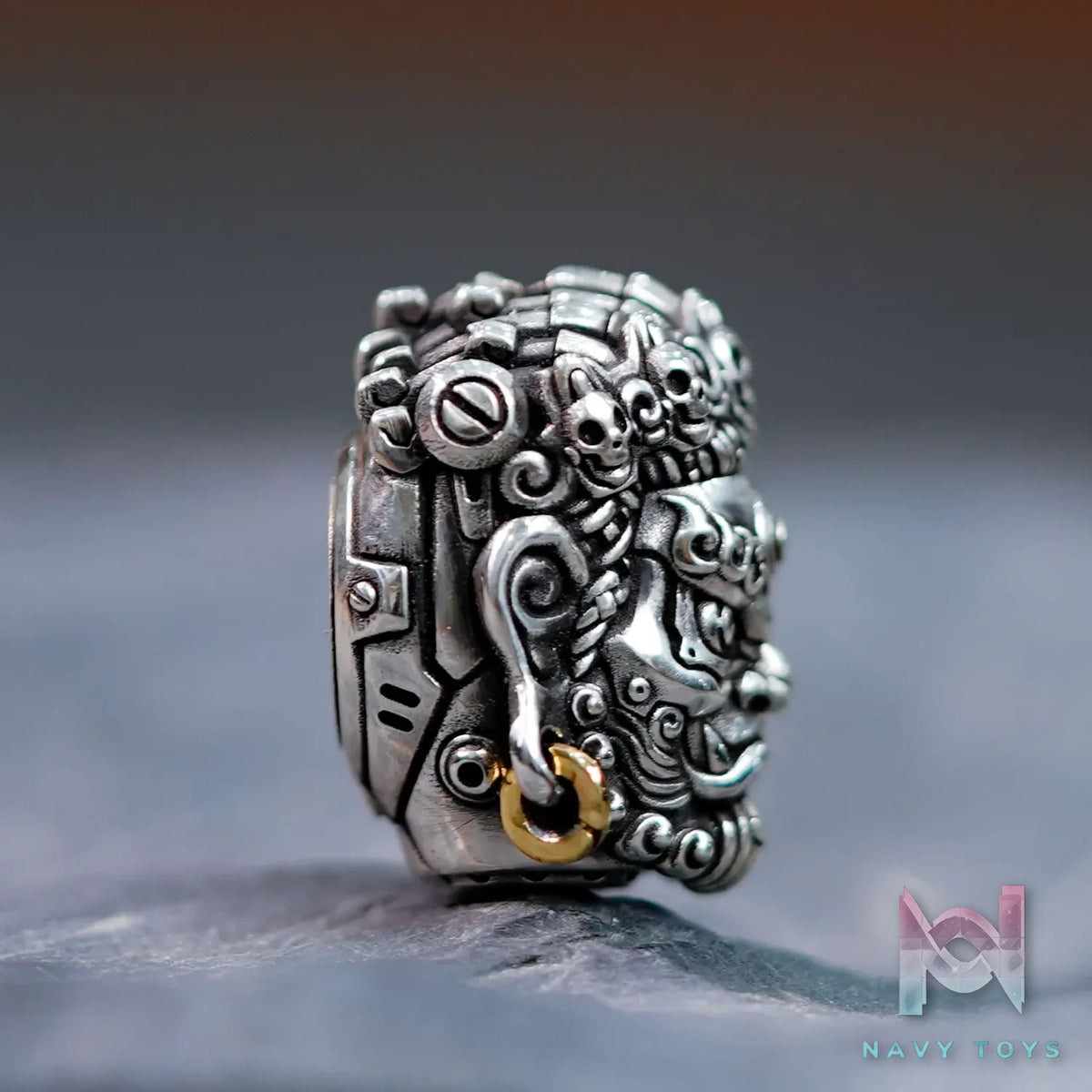 Raven Studio (silver jewelry) – Original “Great Ease” Mahakala Triple-Hole Spacer Bead Original