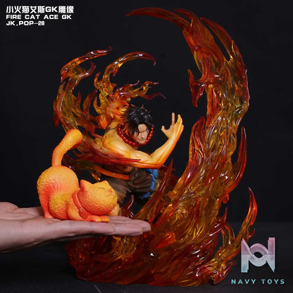 Jacksdo Studio – One Piece Portgas D. Ace Statue & Flame Kitten Cell Phone Holder