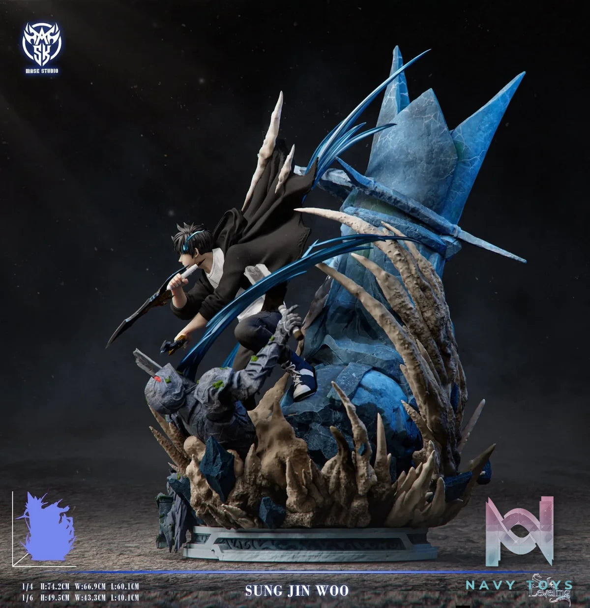 Sung Jinwoo VS Statue of God resin statue mask studio anime figure