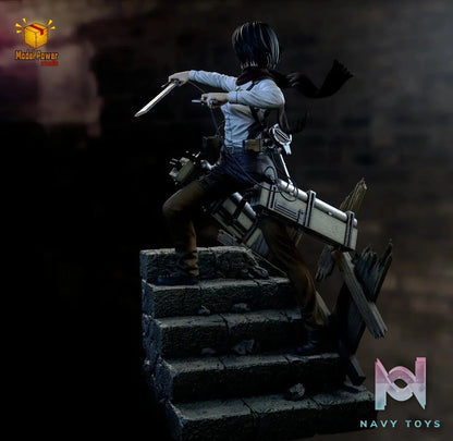 Model Power Studio - Attack On Titan The Basement Trio Mikasa & Armin & Eren resin statue Navy Toys anime figure