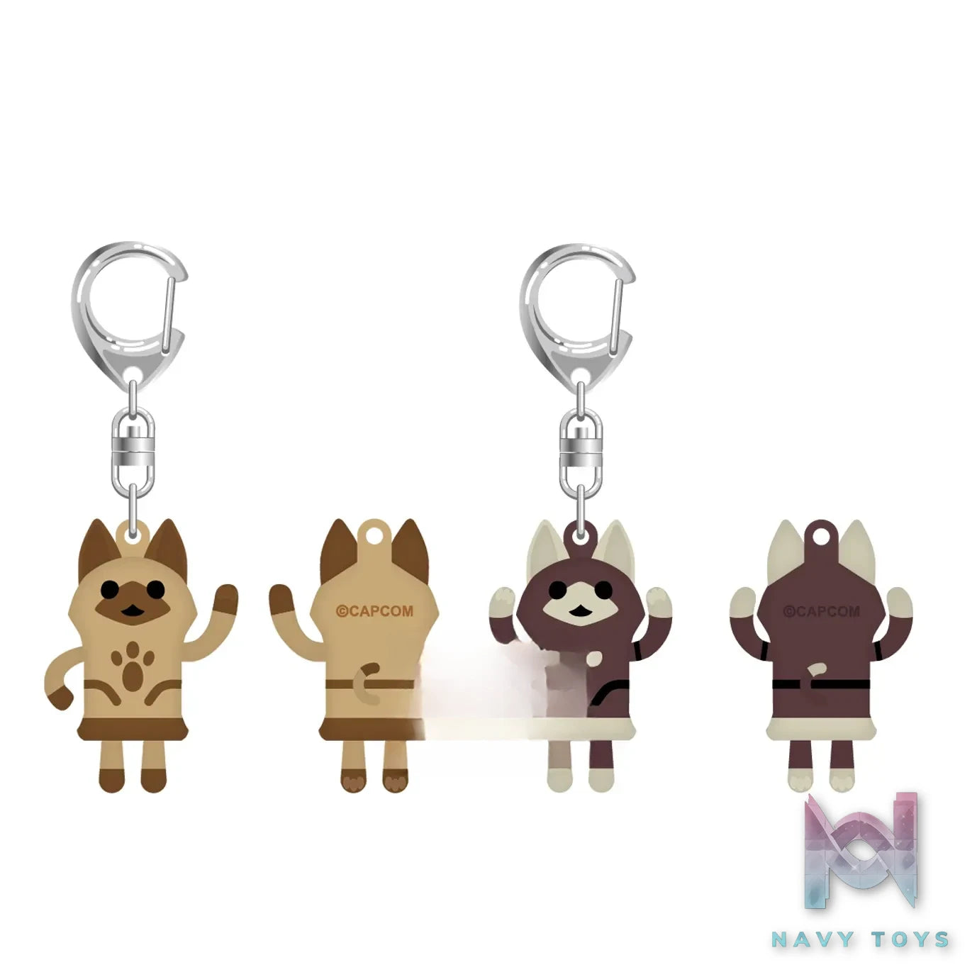 CAPCOM Studio – Monster Hunter Wilds Rubber Keychain Dancing Cat X Stretched Cat Set (Licensed)