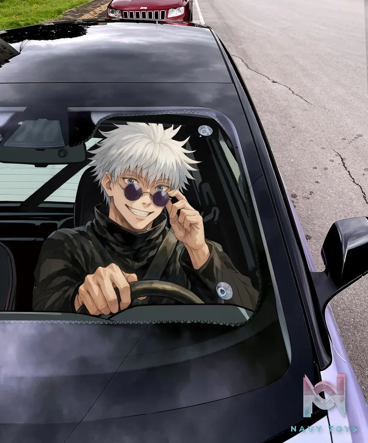 Plover Studio – Jujutsu Kaisen Satoru Gojo Car Windshield Sunshade, Summer UV Protection Front Windshield Cover