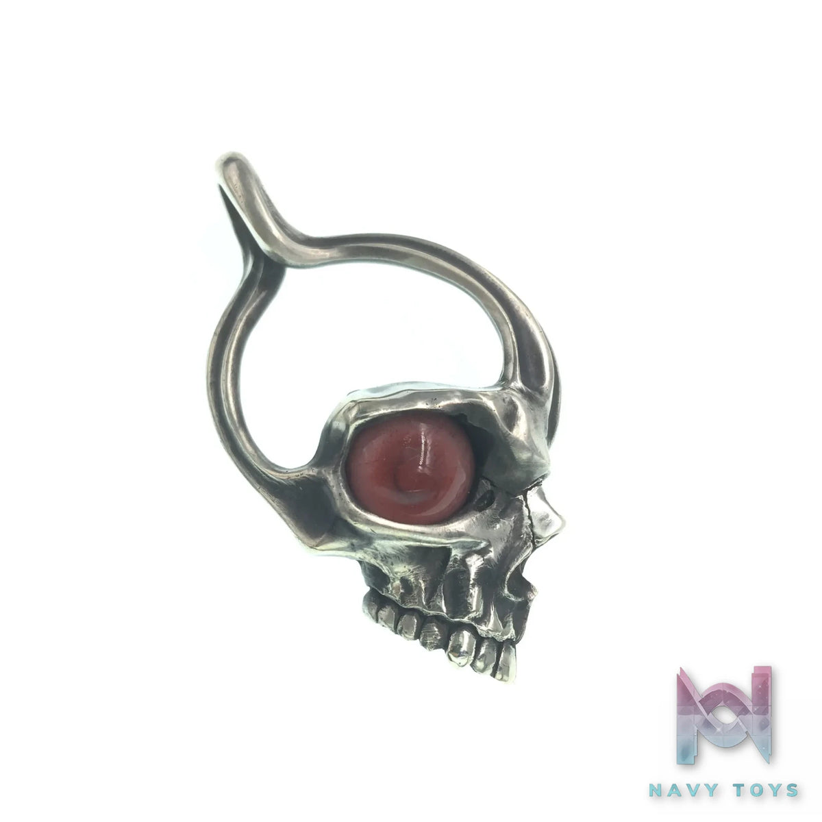 Raven Studio (silver jewelry) – Original Exclusive “Blood-Stained Eye” Prosthetic Eye Skull Pendant Original