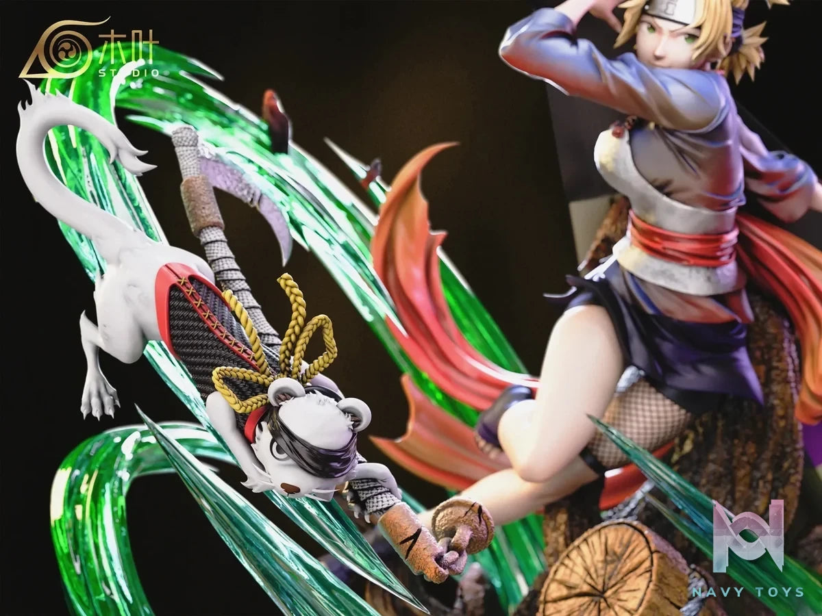 Konoha Studio - Naruto Beautiful Girl Light Sculpture Series 001 Temari - Temari+kamaitachi resin statue Navy Toys anime figure