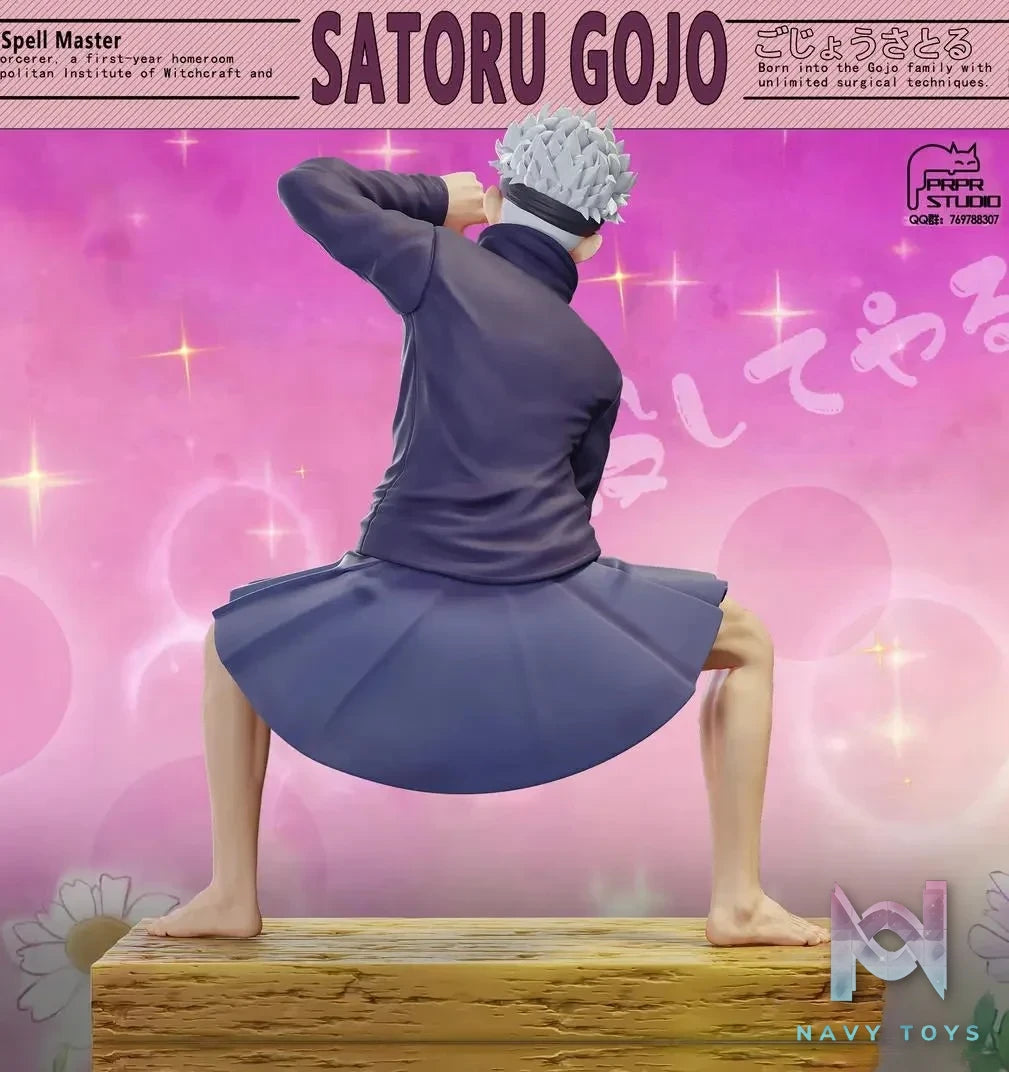 PRPR Studio - Jujutsu Kaisen Funny Series 2 Satoru Gojo in a JK Skirt Iconic Anime Scene resin statue Navy Toys anime figure