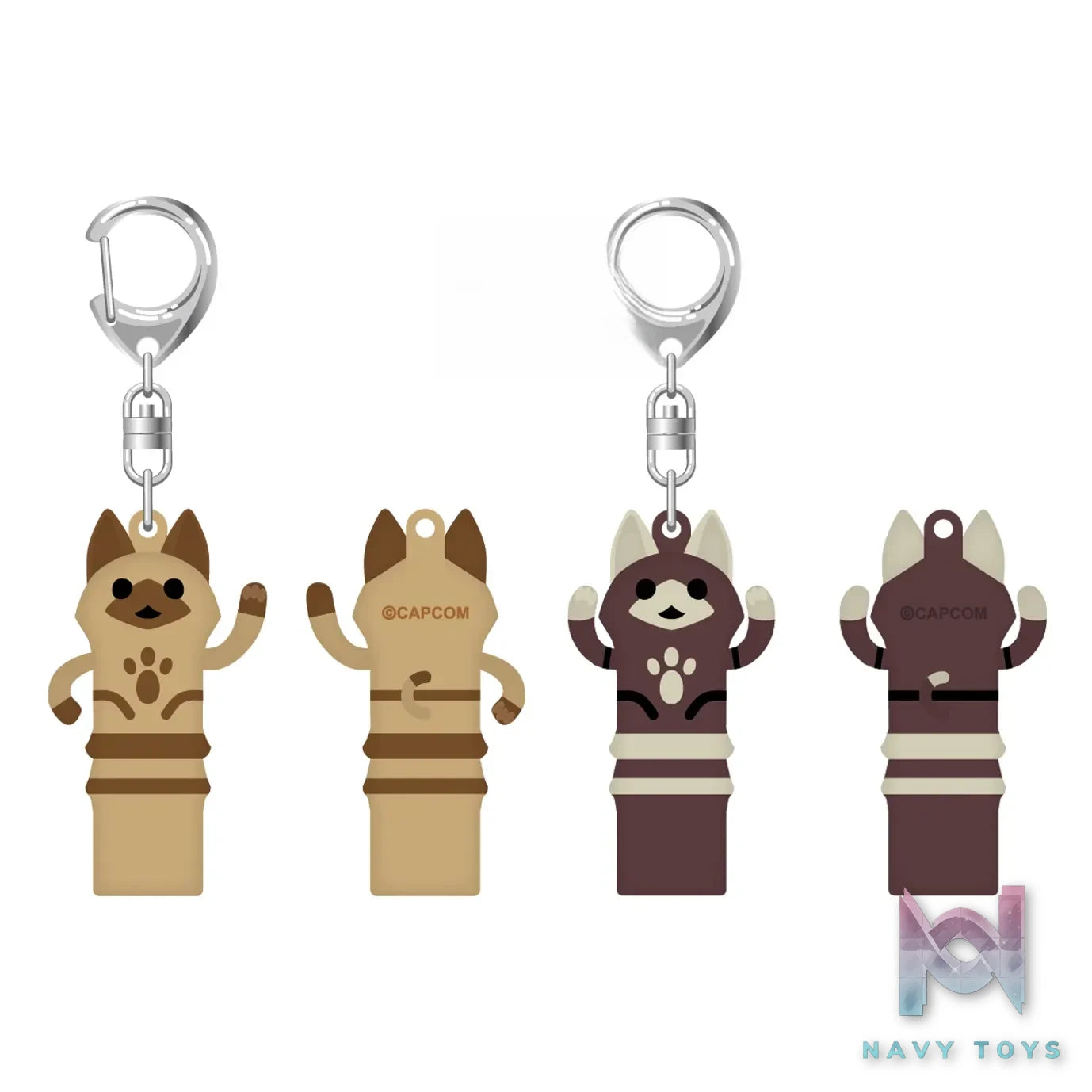 CAPCOM Studio – Monster Hunter Wilds Rubber Keychain Dancing Cat X Stretched Cat Set (Licensed)
