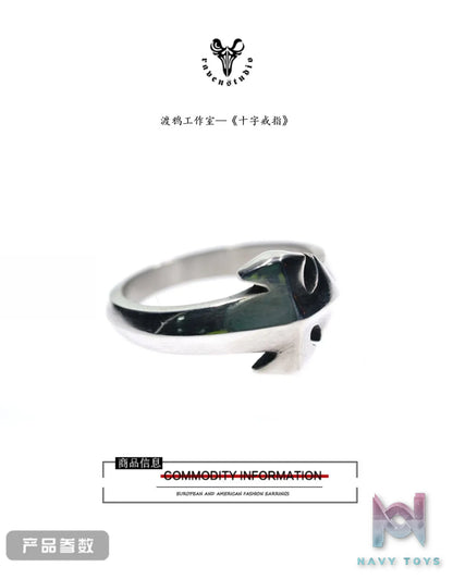 Raven Studio (silver jewelry) – Bill Wall Leather Style Cross Ring Original