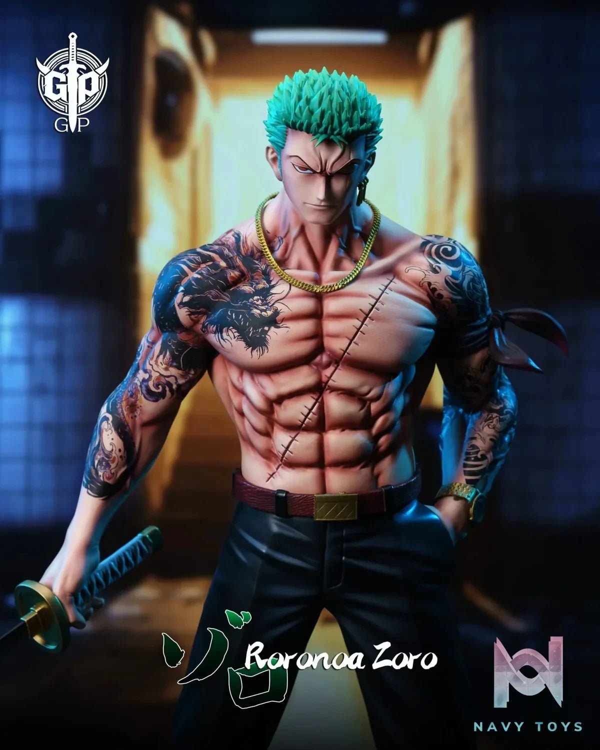 Teddyboy Series Nine Dragons Zoro - One Piece - GP Studio resin statue Navy Toys anime figure