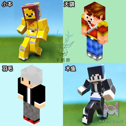 Qian Zhi Lu Studio – Steve Creeper Solid 303 Articulated 3D Paper Model DIY Minecraft