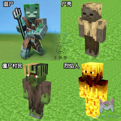 Qian Zhi Lu Studio – Steve Creeper Solid 303 Articulated 3D Paper Model DIY Minecraft