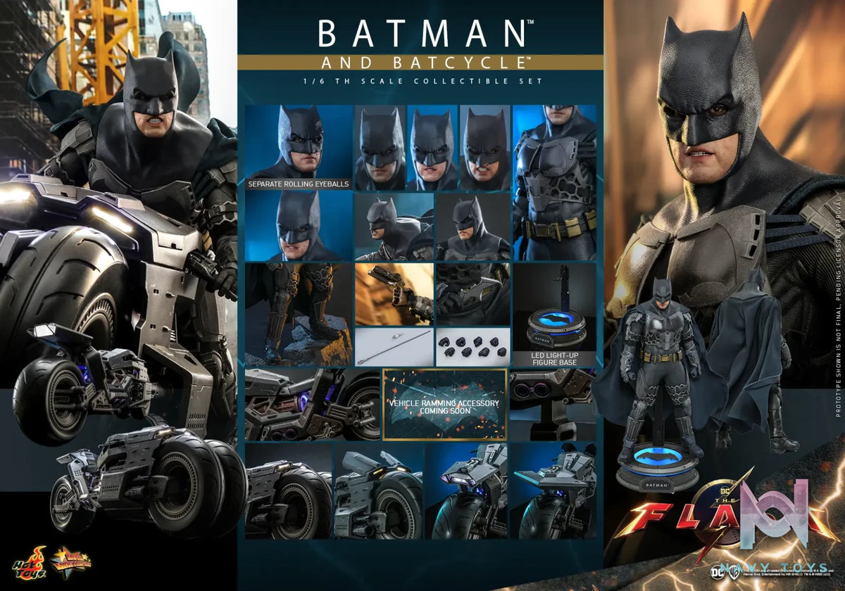 Hottoys – The Flash – Batman and Batcycle – 1/6th Scale MMS703 MMS704 MMS705 (Licensed)