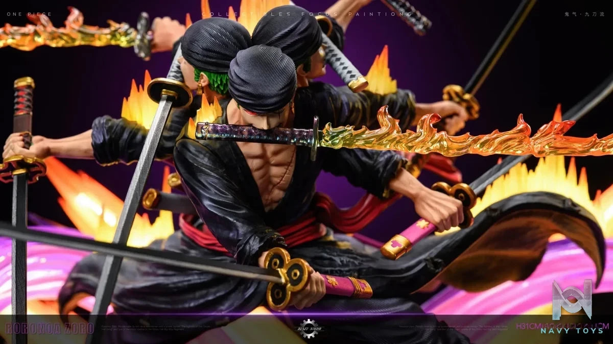 Reset Studio - One Piece Asura Draw Sword Dance of the Dead Zoro of the Demon Aura Nine Sword Style resin statue Navy Toys anime figure