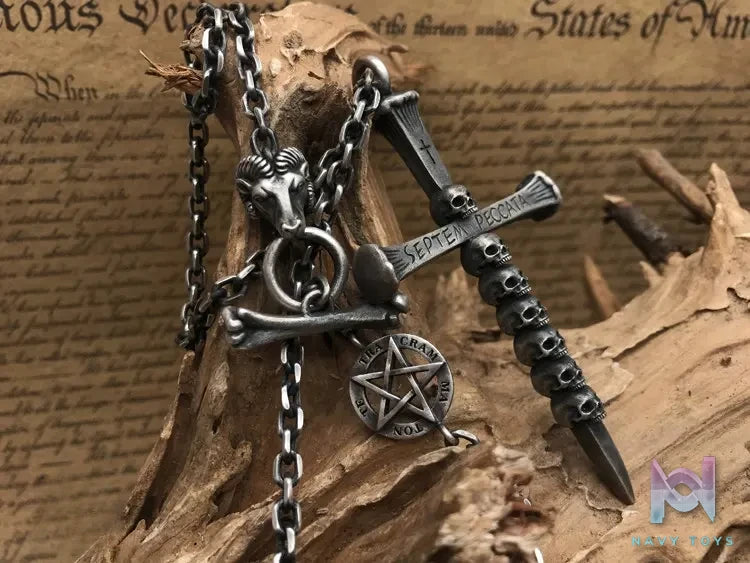 Shou Jiang Studio – Custom Original Design Seven Deadly Sins Skull Cross Pendant Original