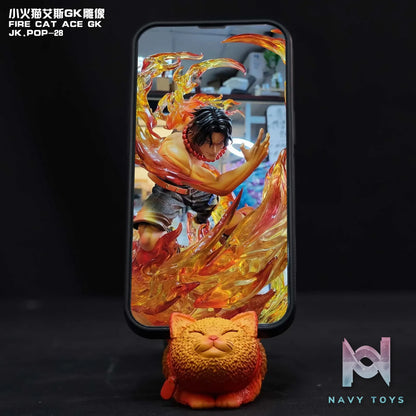Jacksdo Studio – One Piece Portgas D. Ace Statue & Flame Kitten Cell Phone Holder
