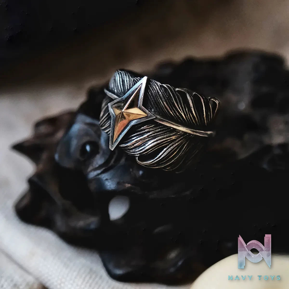 Raven Studio (silver jewelry) – Original Exclusive “Star Whisper” Native American Style Feather Ring Original