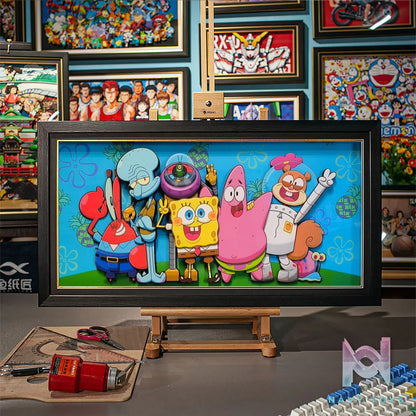 Yu Zhi Jiang Studio – SpongeBob SquarePants Multiple Characters Series #1 3D Decorative Painting SpongeBob SquarePants