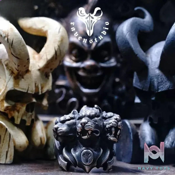 Raven Studio (silver jewelry) – Original Design Dark Hell Cerberus Ring Original