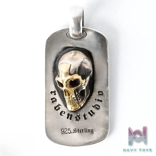 Raven Studio (silver jewelry) – RS Skull Series “Radiant Traveler” Dog Tag Pendant Original