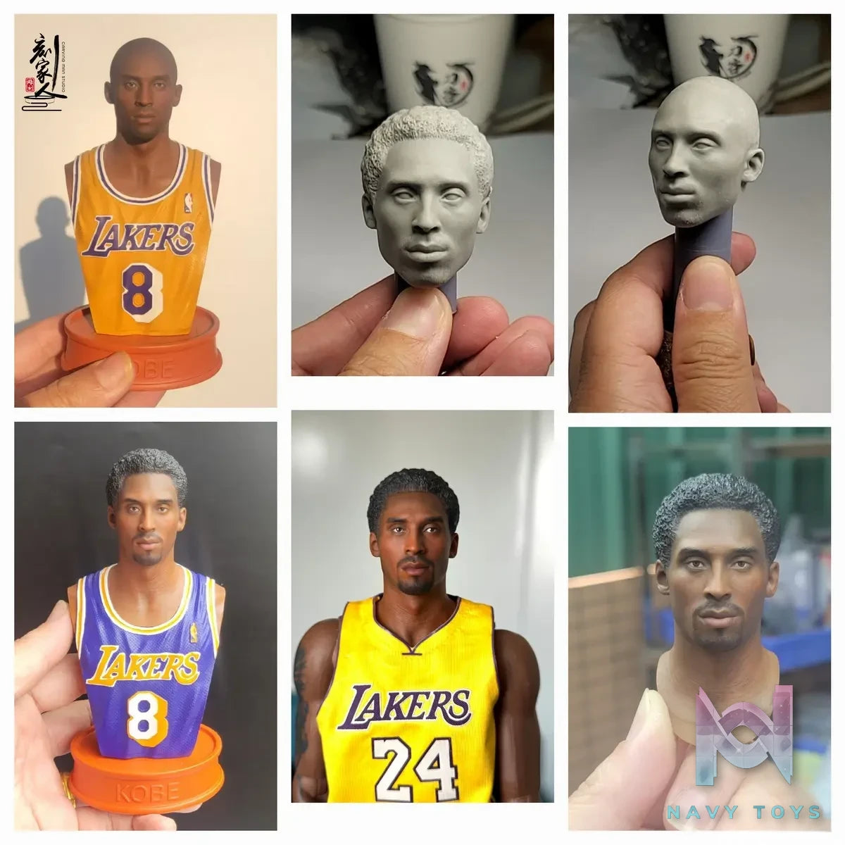 Carving Family Toys Studio – NBA 1/6 Kobe Head Sculpture CFTH01-ABCD White Model & Paint
