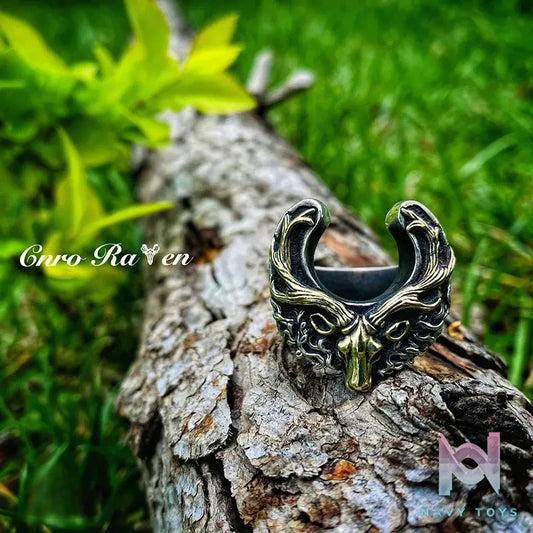 Raven Studio (silver jewelry) – Original Design “Son of the Forest” Horseshoe-shaped Deer Head Ring Original