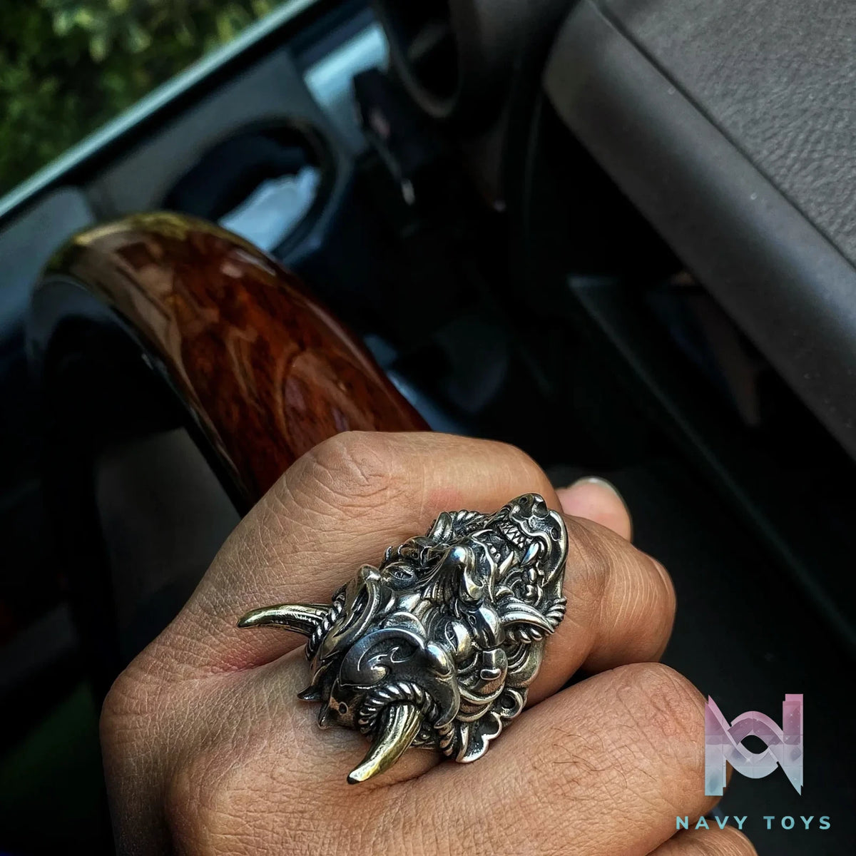 Raven Studio (silver jewelry) – Original Exclusive Design “Hannya” Japanese Samurai Armor Mask Ring Original