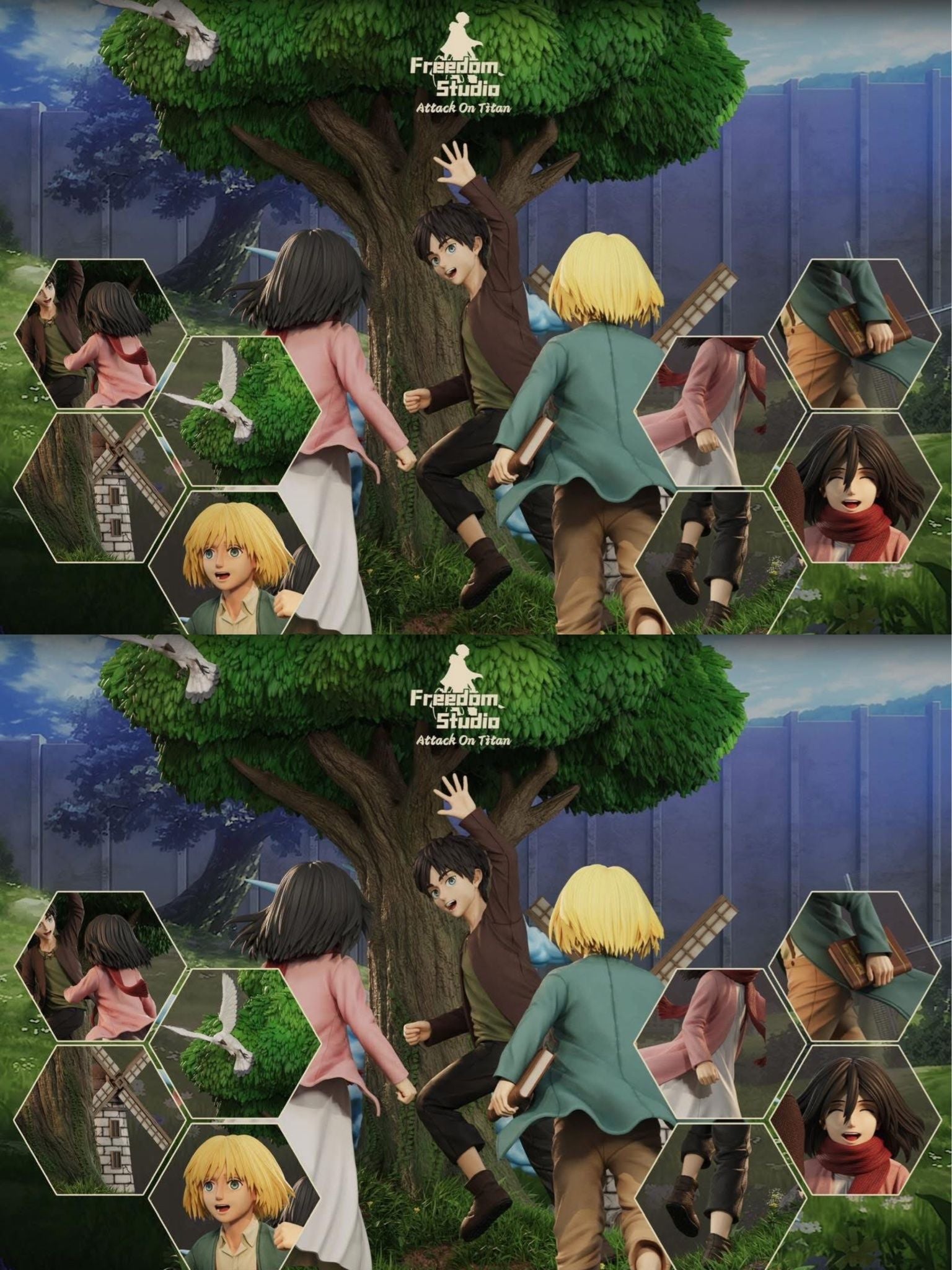 Eren & Mikasa & Armin - Attack On Titan - Freedom Studio resin statue freedom studio anime figure