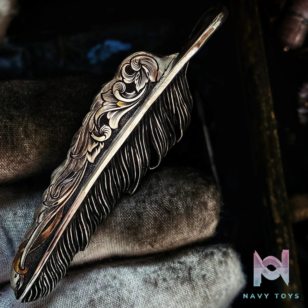 Raven Studio (silver jewelry) – Original Exclusive Design Indian Feather Pendant Original