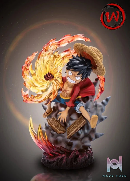 W Studio - One Piece Three Brothers Red Roc Luffy resin statue Navy Toys anime figure