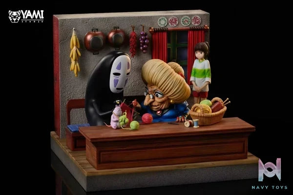 YAMI Studio - Spirited Away Protect Chihiro Zeniba & No Face man & Chihiro Ogino resin statue Navy Toys anime figure