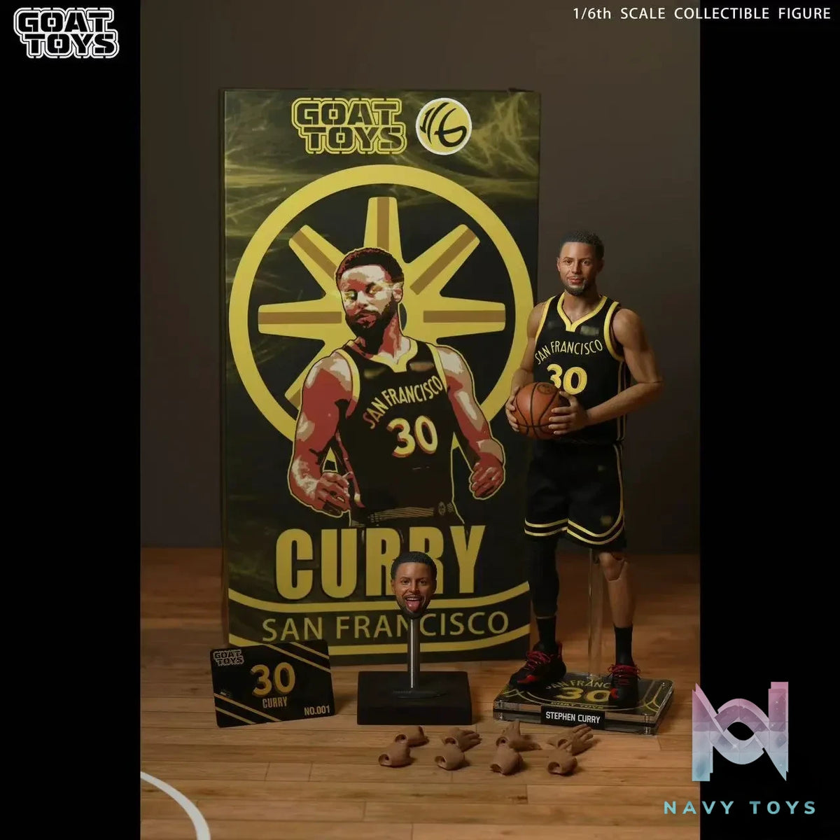 Goat Toys studio – NBA 1/6 Stephen Curry GSW City Edition GT Fine Coating Set Double Head Set