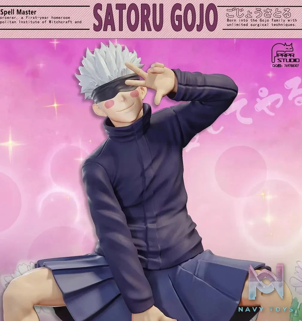 PRPR Studio - Jujutsu Kaisen Funny Series 2 Satoru Gojo in a JK Skirt Iconic Anime Scene resin statue Navy Toys anime figure