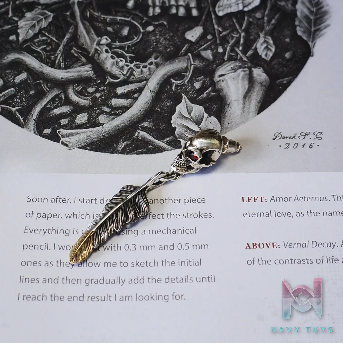 Raven Studio (silver jewelry) – Original RS Skull Feather Earrings Original