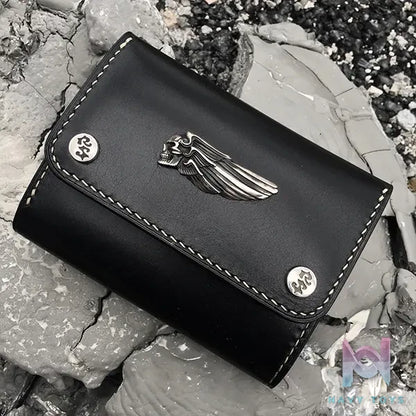 Raven Studio (silver jewelry) – Highway Angel Short Black Vegetable-Tanned Cowhide Wallet Original
