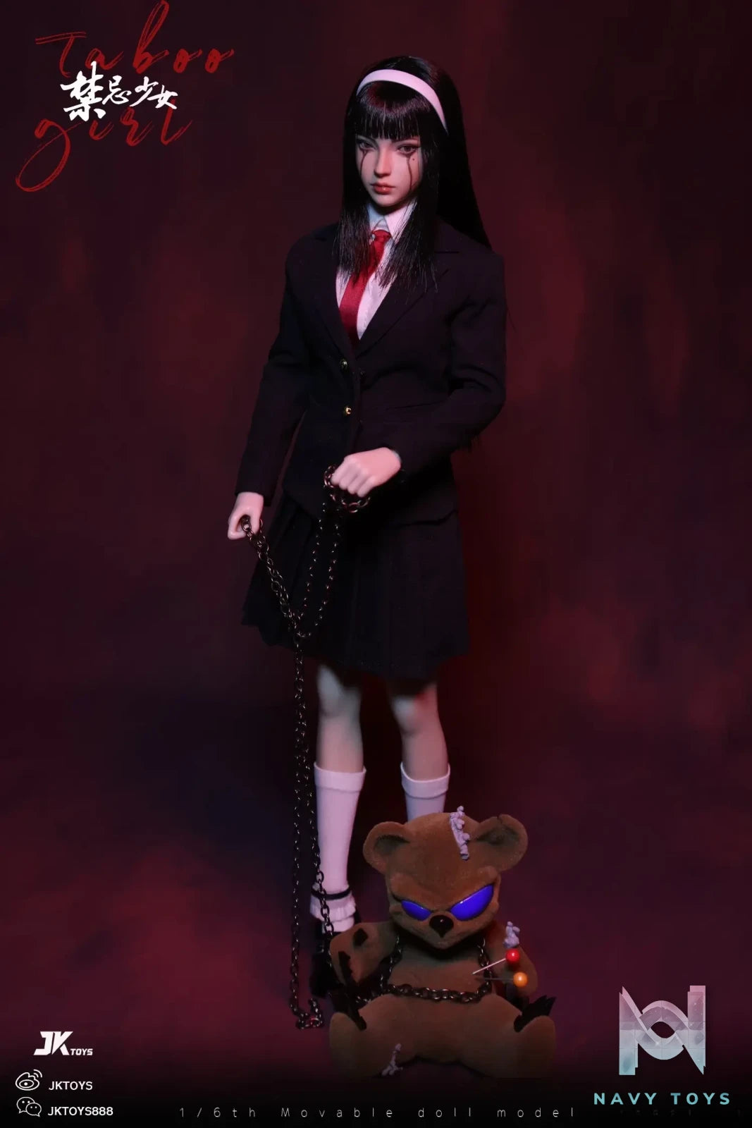 JKTOYS – Tomie 1/6 Taboo girl Tomie cosplay version Movable Eye Double Headed Sculpture Configuration K-005