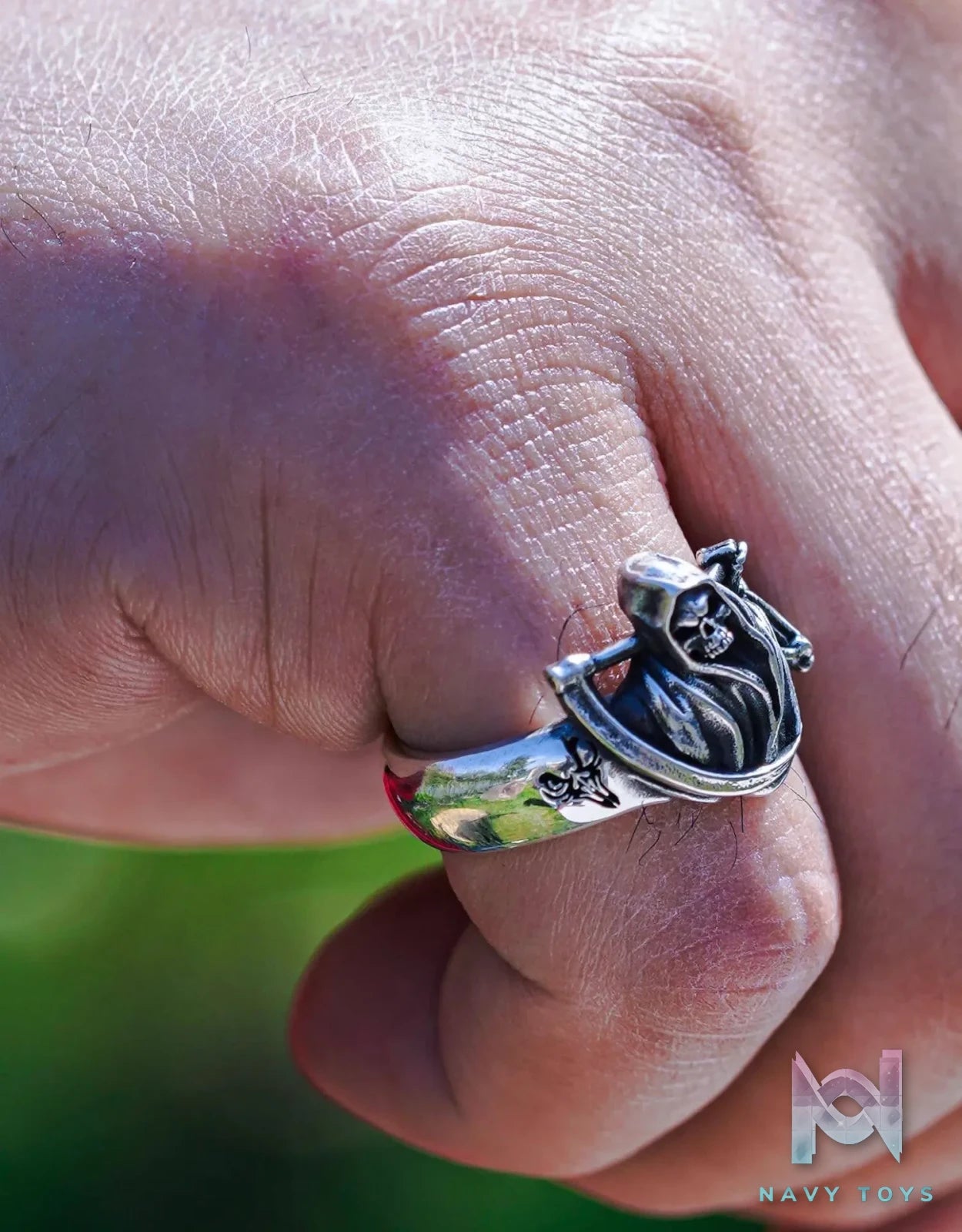 Raven Studio (silver jewelry) – Exclusive Dark Style Harvest Gothic Reaper Handmade Pinky Ring Original
