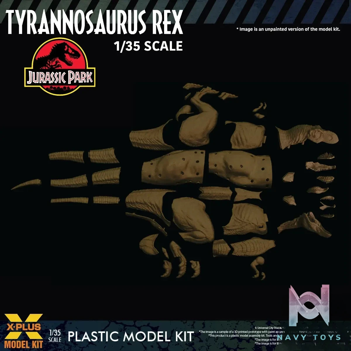 X-PLUS PLEX Studio – Jurassic Park Tyrannosaurus Rex 1/35 Scale Plastic Model Kit 411-200589CP (Licensed)