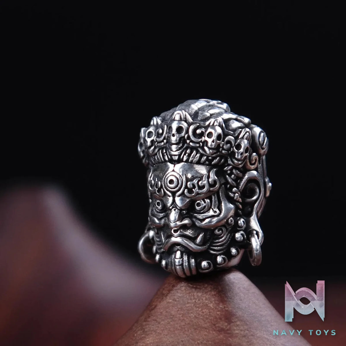Raven Studio (silver jewelry) – Original “Great Ease” Mahakala Triple-Hole Spacer Bead Original