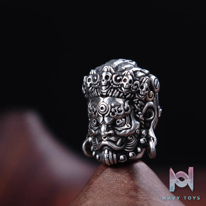 Raven Studio (silver jewelry) – Original “Great Ease” Mahakala Triple-Hole Spacer Bead Original