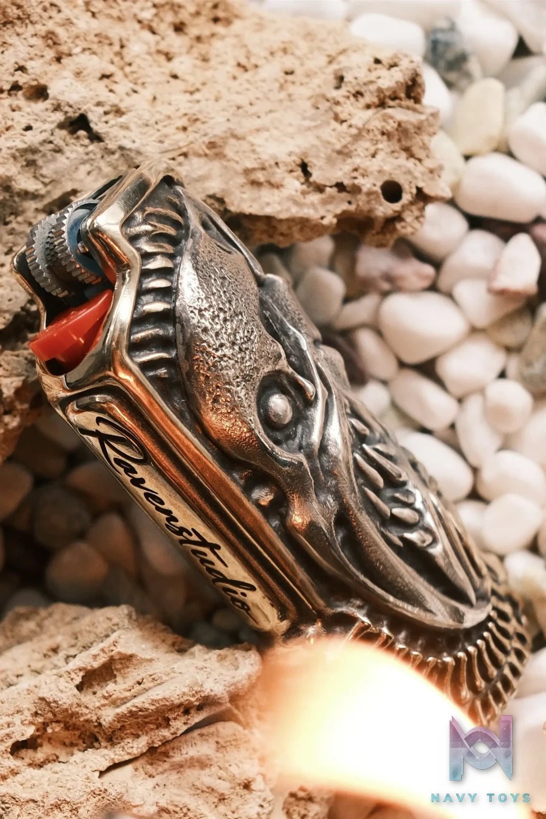 Raven Studio (silver jewelry) – Misty Fire Handmade Silver BIC J5 Lighter Case Original