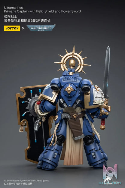 JOYTOY – Ultramarines Primaris Captain with Relic Shield and Power Sword JT6465 (Licensed)