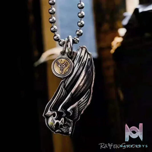 Raven Studio (silver jewelry) – Original “Highway Angel” Pendant x Small Gold Skull Tag Original