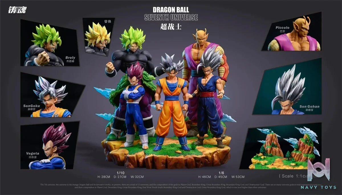 Sculpting Soul Studio - Super Warriors of Universe 7 (Goku, Vegeta, Gohan, Piccolo, Broly) resin statue Navy Toys anime figure