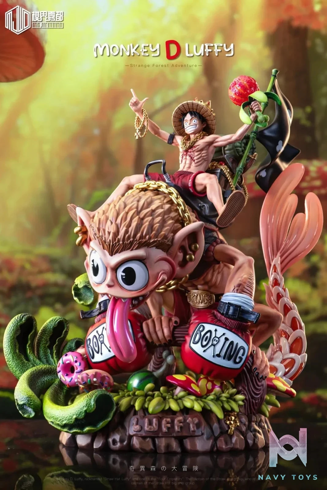 Mo Jie Wu Du Studio - One Piece Strange Forest Adventure 4 Luffy & Fishtail Monkey resin statue Navy Toys anime figure