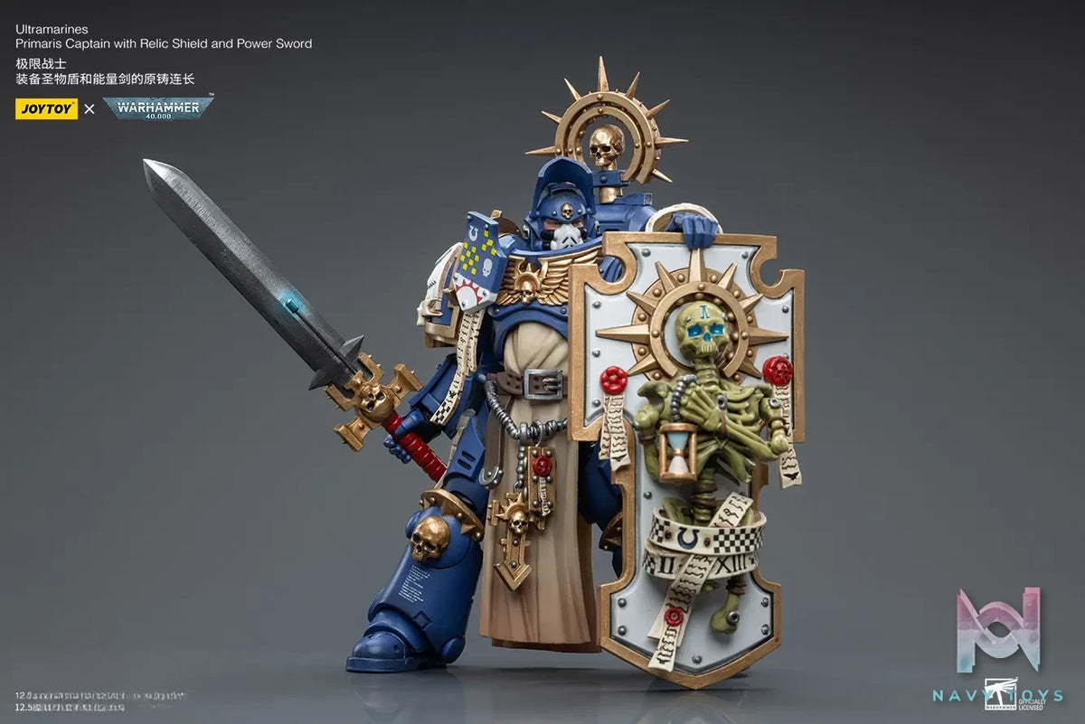 JOYTOY – Ultramarines Primaris Captain with Relic Shield and Power Sword JT6465 (Licensed)