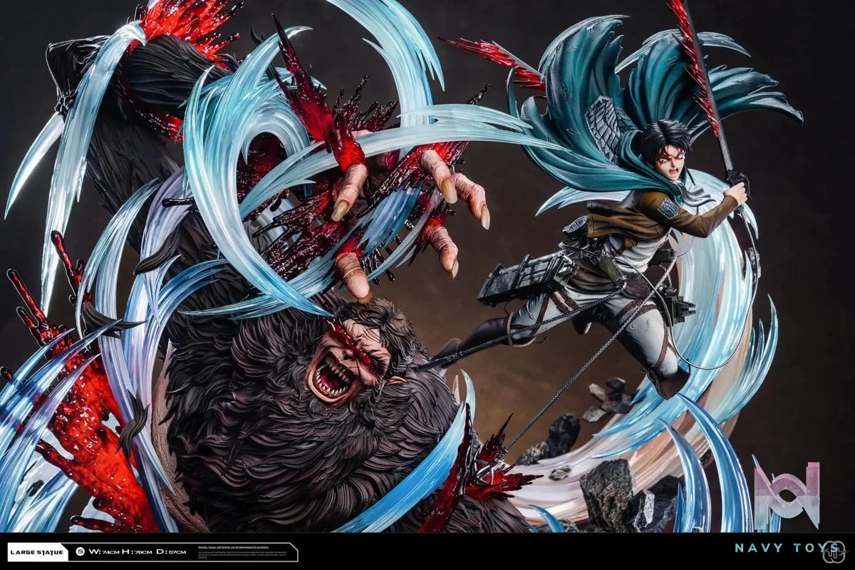 Hertz Studio - Attack on Titan 2.0 Ackerman Levi vs Zeke resin statue Navy Toys anime figure