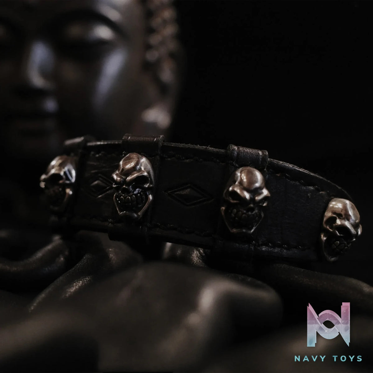 Raven Studio (silver jewelry) – Original Exclusive “Obsession” Skull Leather Bracelet Original
