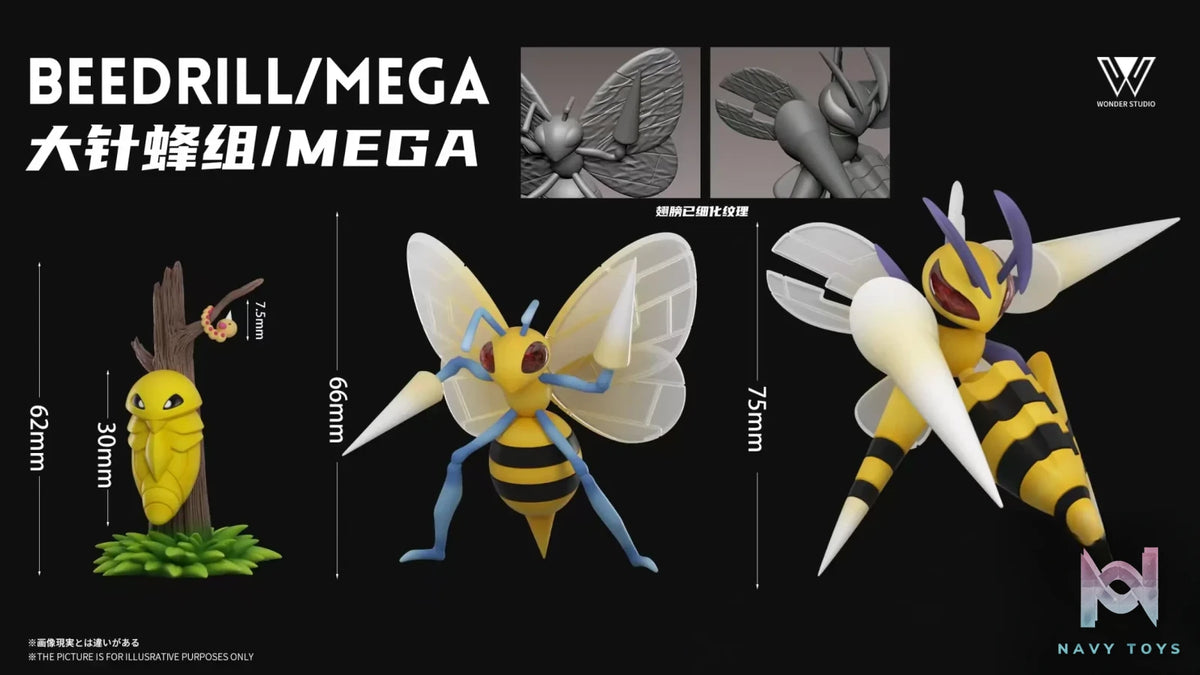 Wonder Studio – Beedrill Evolution Set and Mega Beedrill Pokémon