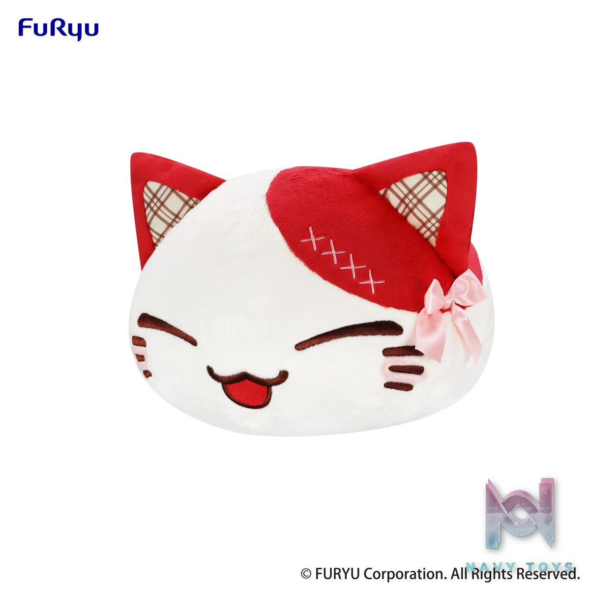 FURYU – Nemuneko Cat Sweet Big Plush Toy Brown & Red (Licensed)